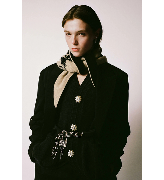 GRAPHIC LOGO KNIT NECKERCHIEF OAT/BLACK/JET