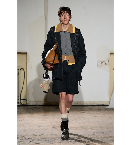 CONTRASTED RIBS KNIT POLO DARK GREY