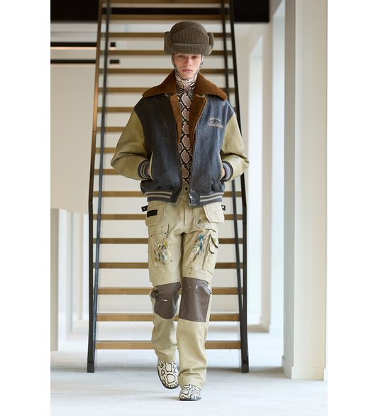 DURANIMAL LEATHER BOMBER BLACK/CREAM