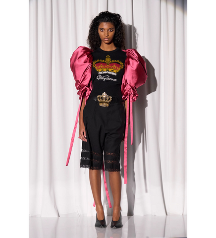 SWAROVSKI CRYSTAL CROWN BELT BLACK GOLD