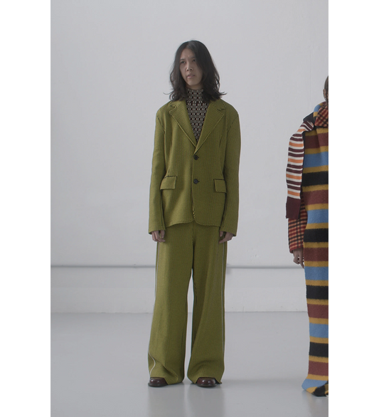 TECNO WOOL JACQUARD TROUSERS BLACK  / GREEN