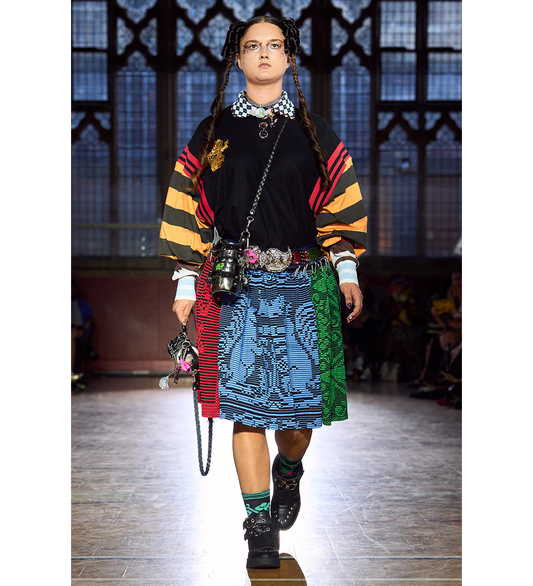 POLO TOP BLACK/YELLOW MULTI