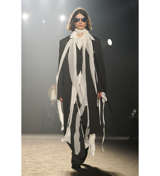 BAAF STRAIGHT TAILORED COAT PINSTRIPED BLACK/WHITE/CHERRY