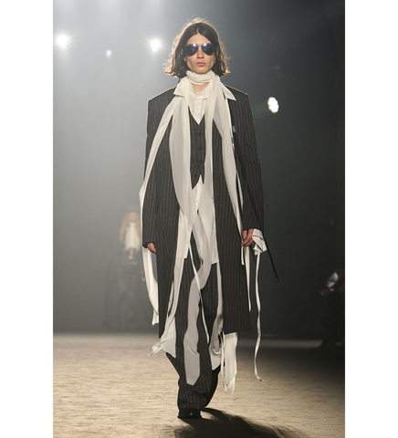 BAAF STRAIGHT TAILORED COAT PINSTRIPED BLACK/WHITE/CHERRY