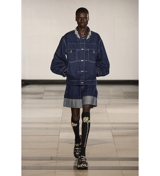 PUFF SLEEVE DENIM JACKET INDIGO/CLEAR