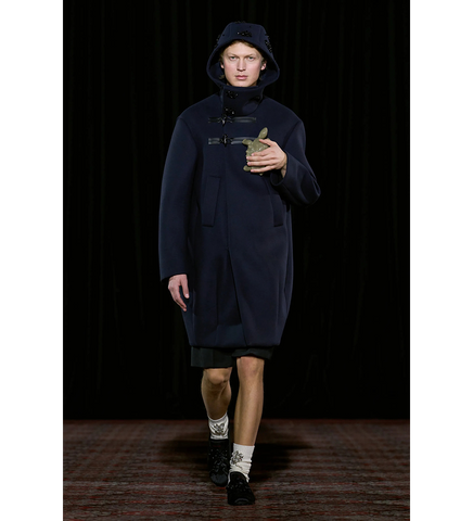BACK FLAP COCOON DUFFLE COAT NAVY/JET