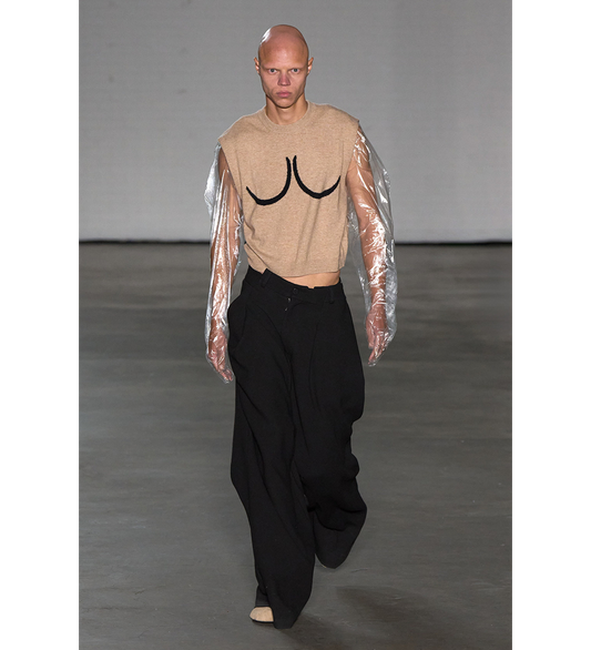 FOLDED WOOL TROUSERS BLACK
