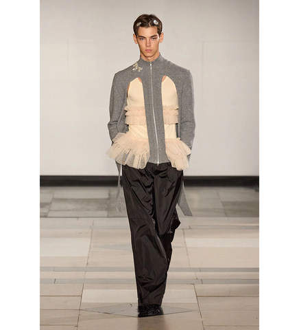 ZIP UP CUT OUT WINDOW CARDIGAN PEBBLE/PEARL/CLEAR