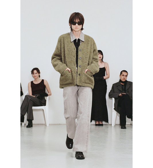 CARDIGAN FRESH MOSS TUMBLE WOOL