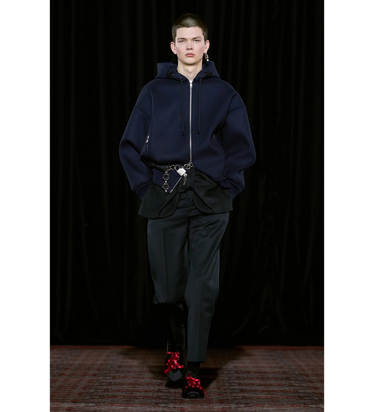 HOODED ZIP-UP BOMBER JACKET NAVY/JET