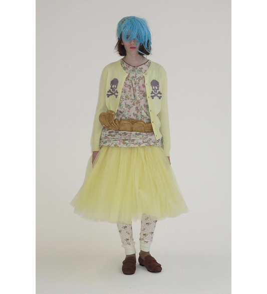 KNIT SKULL CARDIGAN YELLOW