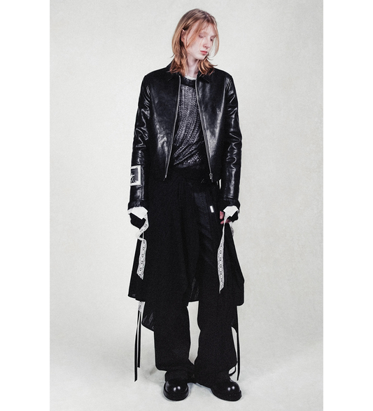 SANDOR SHIRT COLLAR ZIPPED CABAN JACKET BLACK