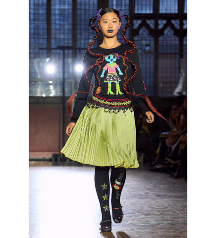 STACEY KNITTED PLEATED SKIRT YELLOW