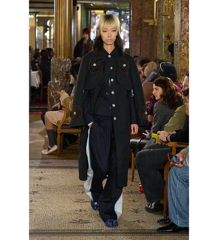 CAUDA PLEATED TROUSER NAVY/CHALK WHITE