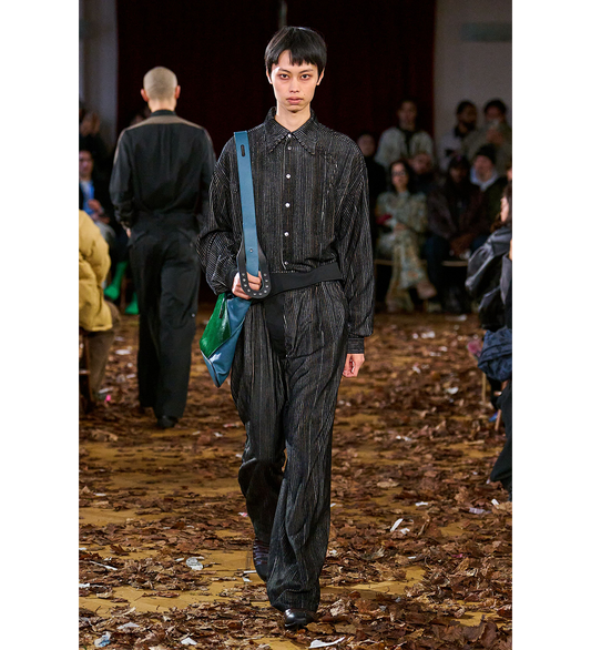 NAVIN WIDE TROUSER MELANGE BLACK/NIGHT BLACK