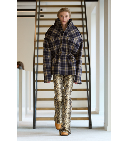 OVER THE SHOULDERS TARTAN PARKA BLUE/CREAM