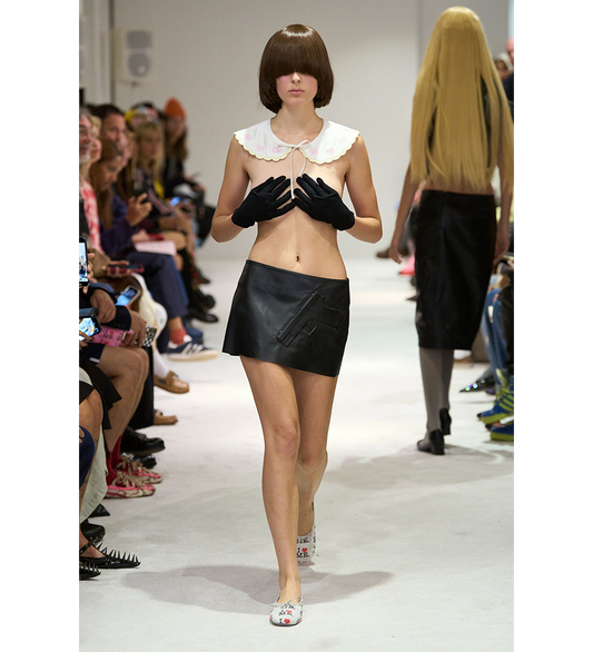 EMBOSSED PROTECTION MINI SKIRT BLACK