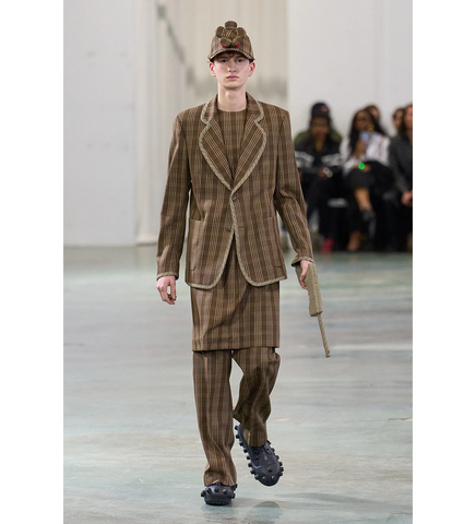 CHECK SUITING DRESS BROWN