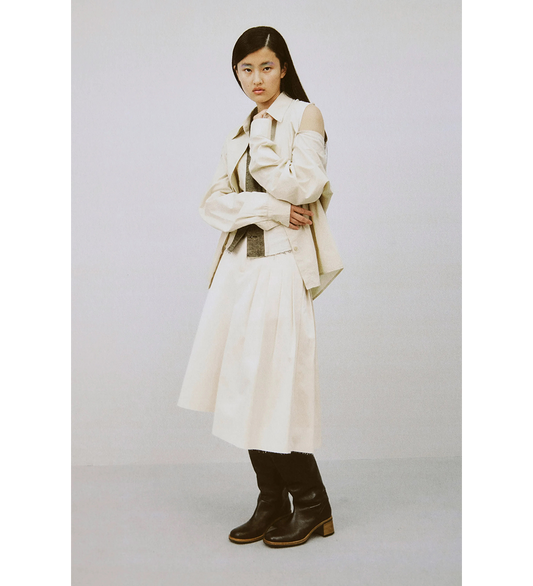 ORIGAMI SKIRT SOFT IVORY MICRO CANVAS