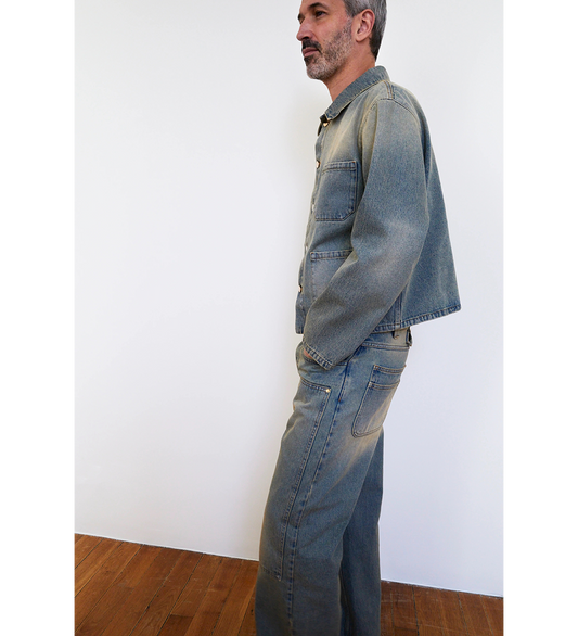 MILTON TEAWASH DENIM CARPENTER TROUSERS BLUE