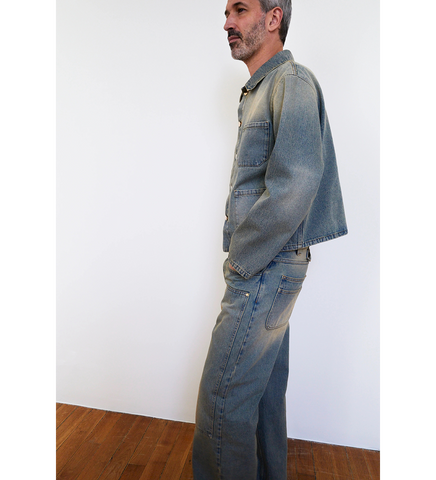 MILTON TEAWASH DENIM CARPENTER TROUSERS BLUE