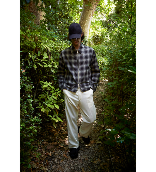 TINO COTTON CHECK SHIRTING COLLAR BLOUSON GREY/BLACK