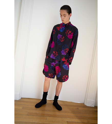 PABLO CROPPED UNLINED FLOWER PRINT SHIRT MULTICOLOR