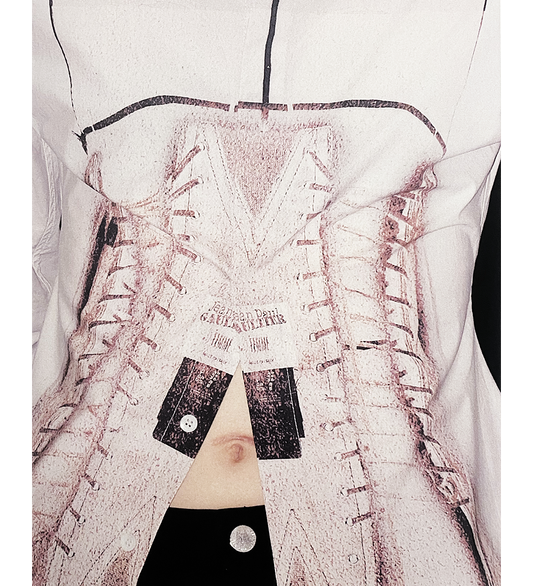 TROMPE L'OEIL CORSET LS SHIRT DUSTY PINK/BLACK