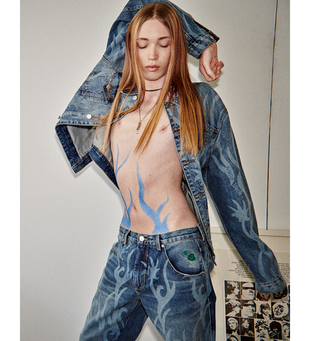 ANTI-FIT DENIM TROUSERS TRIBAL LASERS