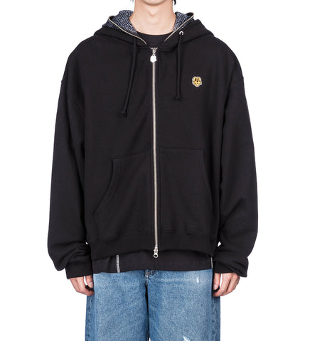 DOG MESH ZIP HOODIE BLACK