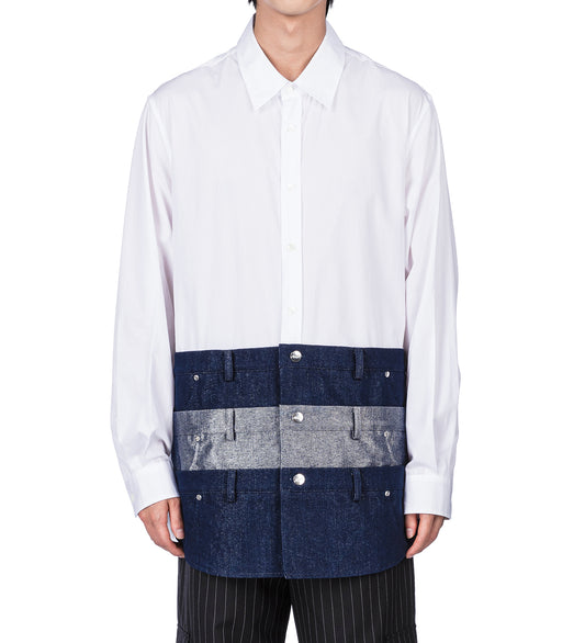 TRIPLE DENIM TROMPE L'OEIL SHIRT WHITE