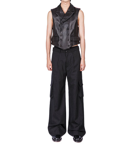 TAILORED CARGO PANTS PINSTRIPES BLACK