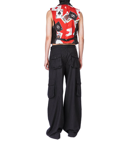 TAILORED CARGO PANTS PINSTRIPES BLACK