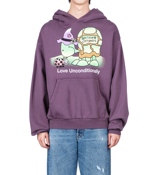 LOVE UNCONDITIONALLY HOODIE 14OZ FLEEVE PURPLE