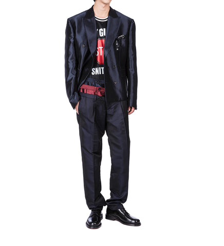 TRIPLE WAIST TROUSERS IRIDESCENT BLUE