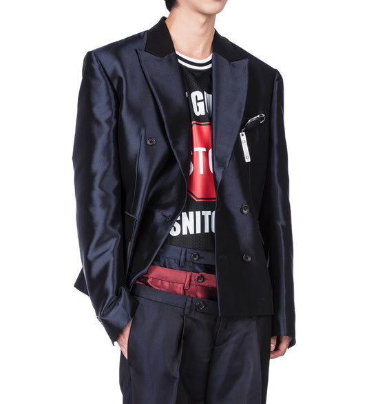 DOUBLE-BREASTED BLAZER IRIDESCENT BLUE