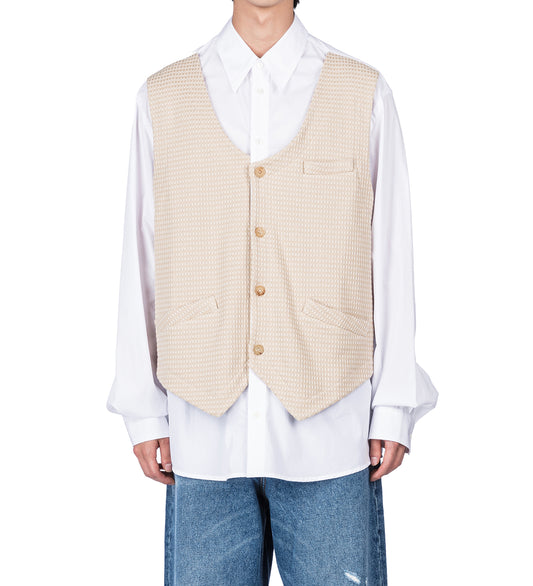 OVERSHIRT WITH VEST WHITE/BEIGE