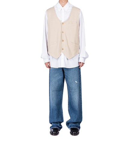 OVERSHIRT WITH VEST WHITE/BEIGE