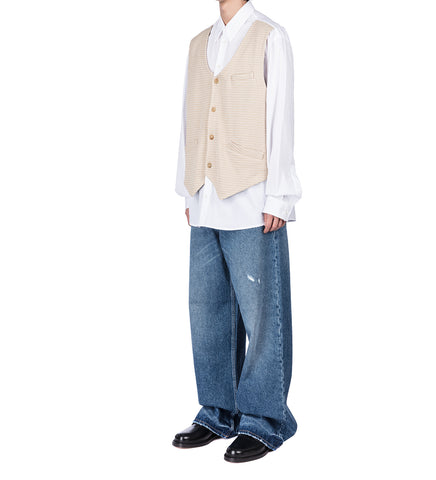 OVERSHIRT WITH VEST WHITE/BEIGE