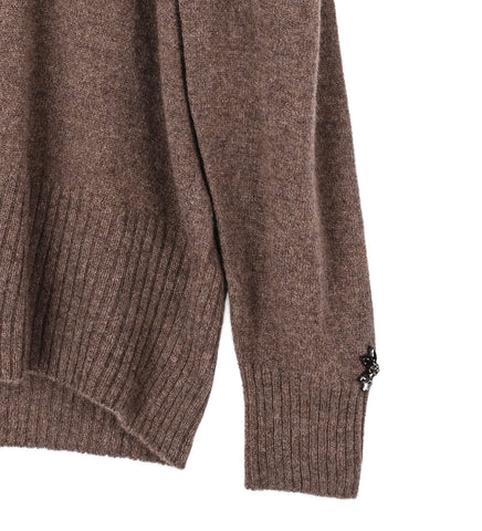 RELAXED CASHMERE SLASH V-NECK JUMPER W/ EMB PEAT/JET