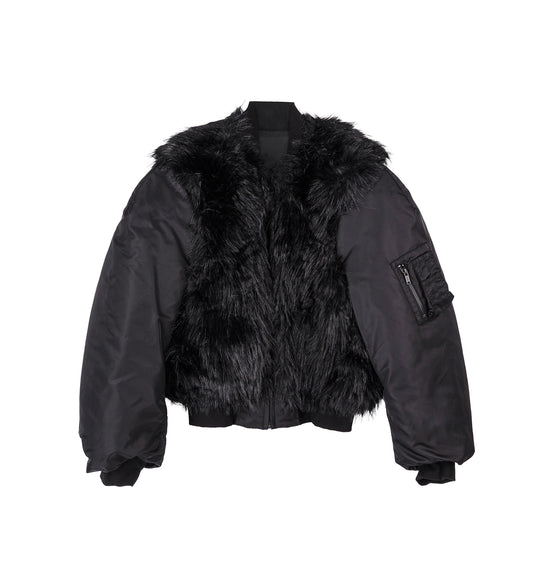 FAUX FUR BOMBER BLACK