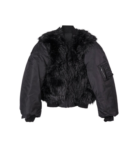 FAUX FUR BOMBER BLACK