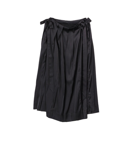 PLEATED SHEER PANEL WRAP SKIRT BLACK/BLACK