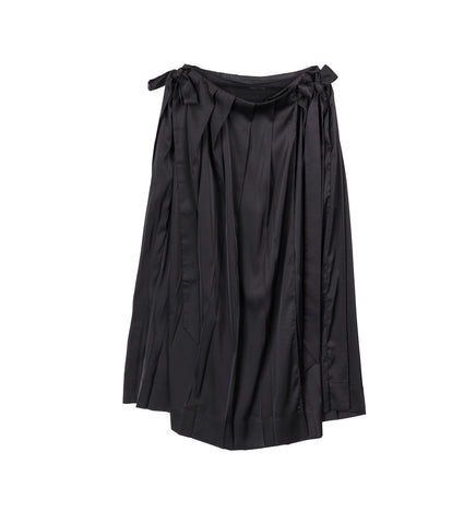 PLEATED SHEER PANEL WRAP SKIRT BLACK/BLACK