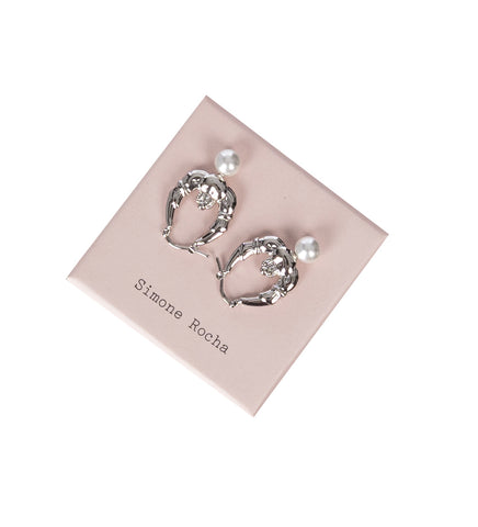 CLADDAGH PEARL HOOP EARRINGS RHODIUM/PEARL