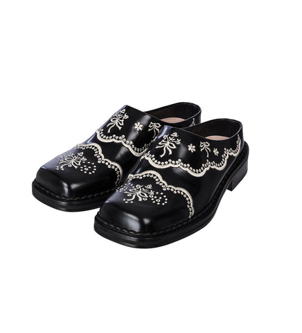 FLORAL LACE MULE BLACK/CREAM