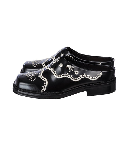 FLORAL LACE MULE BLACK/CREAM