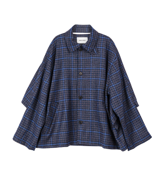 UNCUT JACKET BLUE WOOL CHECKS