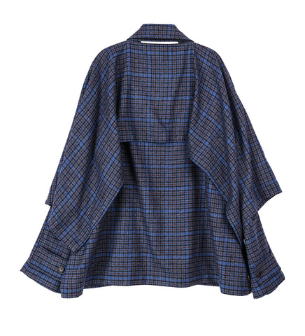 UNCUT JACKET BLUE WOOL CHECKS