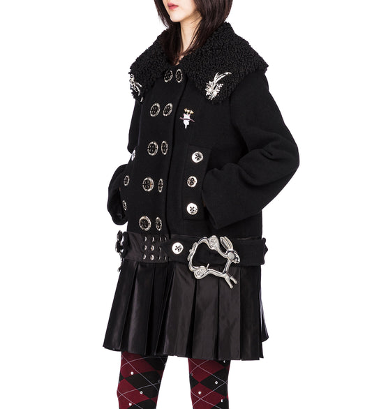 BLACK FUDGE BUCKLE COAT BLACK